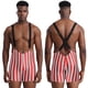 thumbnail image 3 of Camiseta de lucha libre para hombre, mono navideño a rayas, mono activo calado, lencería, leotardo para seguidores atléticos, 3 of 5