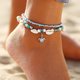 thumbnail image 2 of 2 tobilleras hawaianas tejidas con conchas, tobilleras de playa con cuentas de tortuga, cadena colgante de aleación para el pie, joyería decorativa, 2 of 6