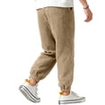 thumbnail image 4 of LWavelet Men's Waffle Texture Tapered Joggers Drawstring Waist Side Decor Label Soft Fabric Comfortable Daily Loungewear Pants Camel L, 4 of 4