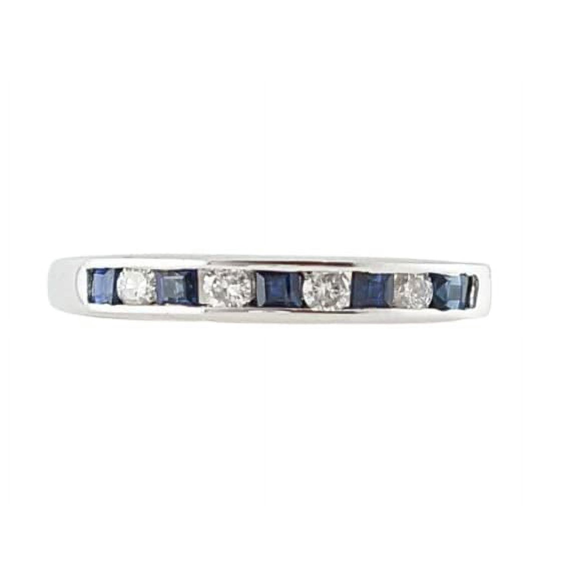 HeartsAndYou 1ct Natural Alternate Blue Sapphire & Diamond Band 100% 14k SOLID White Gold