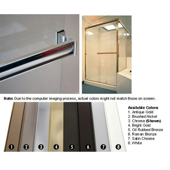 Chrome Sliding Frameless Shower Door Single Towel Bar Kit - 30" long