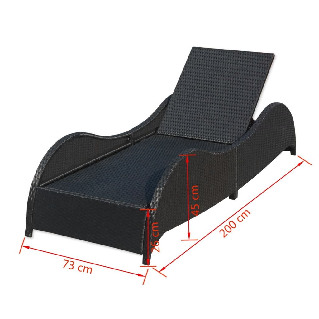Sun Lounger with Cushion Poly Rattan, Rattan Wicker Lounger Seater