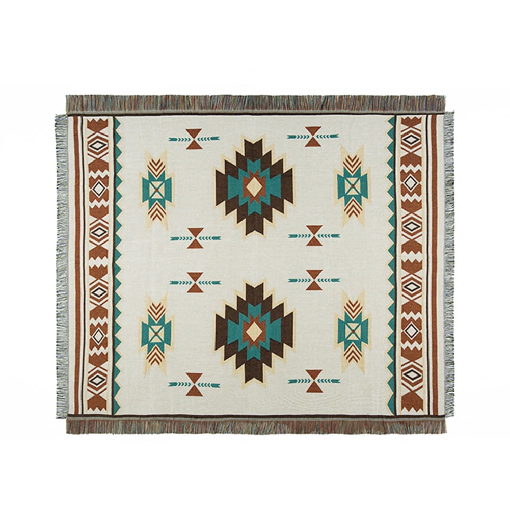 Native Indian Navajo Rug Cotton Throw Sofa Blanket Bed Spread Picnic Tapestry 