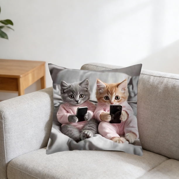 Uuiauoio Cat Pillow Covers 18x18, Cats Lovers Lady Gifts, Cat Gifts for Mom Mother's Day, Cats Decorative Pillow Covers for Home Bedroom Living Room Office Decor