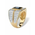 thumbnail image 2 of PalmBeach Jewelry Men's Emerald Cut Midnight Blue Sapphire or White CZ Grid Ring in 14k Gold Plated Sterling Silver, 2 of 5