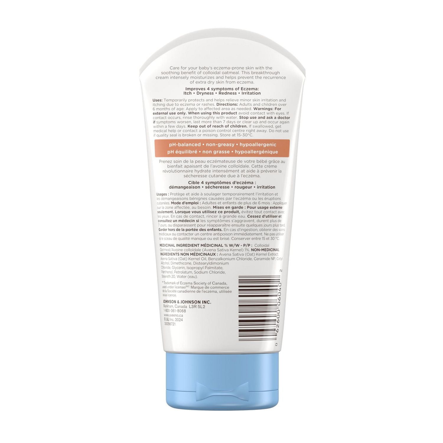 Aveeno Baby Eczema Care Moisturizing Cream with Colloidal Oatmeal, Dry Skin Lotion, Unscented and Paraben Free Moisturizer