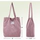 thumbnail image 3 of Bolso de mano de pana rosa para mujer Bolso estético con bolsillo interior y cierre a presión Bolso de compras para ir de compras Trabajo Almuerzo Bolso de playa para viajar, 3 of 5