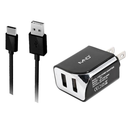 2-in-1 Chargers Bundle Compatible for Xiaomi Mi 9 Explore Mi 9 SE Mi 9 Redmi Note 7 Black Shark Helo (Black) - 2.1Ah Travel Charger Adapter (Dual Port) + USB Charging Cable