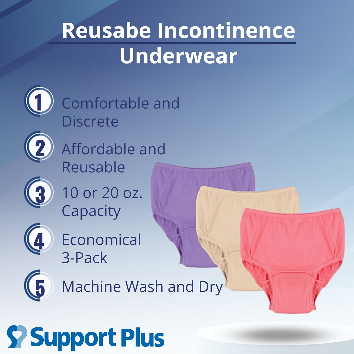 Support Plus Women's 4X Size Leak Proof Incontinence Underwear