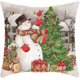 thumbnail image 1 of Christmas Snowman, Santa Claus, Linen Print Cushion for Home Sofa, Cushion Cover, 1 of 5