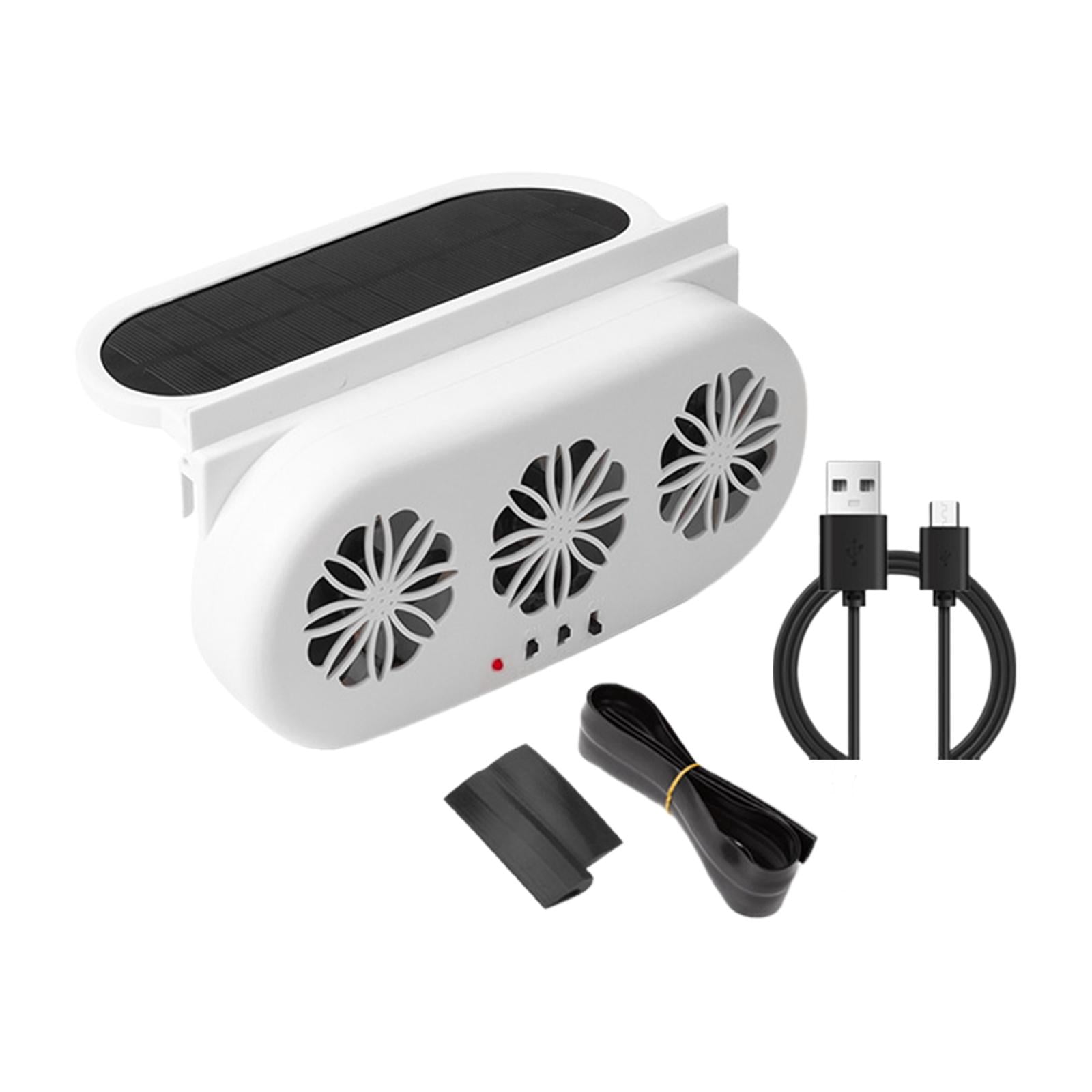 Baoblaze Car Solar Powered Window Exhaust Fan Portable Fan Vehicle Cooling Fan White