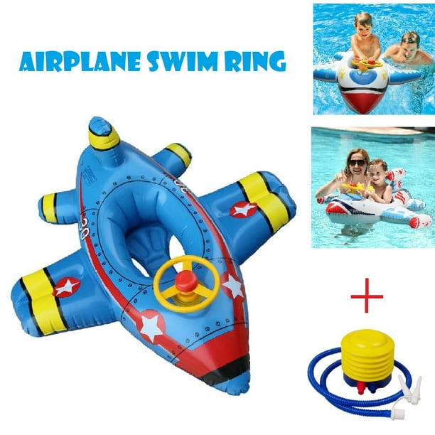 Airplane Swim Float for Pool, Kids Inflatable Pool Float with Safety