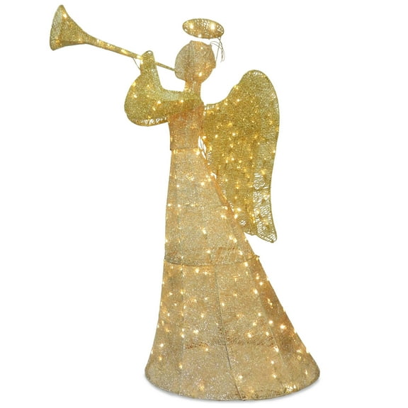 National Tree Company Pre-Lit Champagne Angel, Warm White Lights, LED, 60 Inch, Indoor or Outdoor Use.