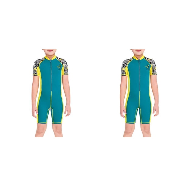 Traje de Baño Soidarity para Niños Traje de Buceo Corto de Una Pieza Pantalones de Manga Corta