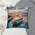 thumbnail image 2 of Fenyluxe Sunset Boats Dock Pillow Covers for Couch Sofa Indoor Outdoor Square Design Soft and Durable 1PC 20x20in, 2 of 5