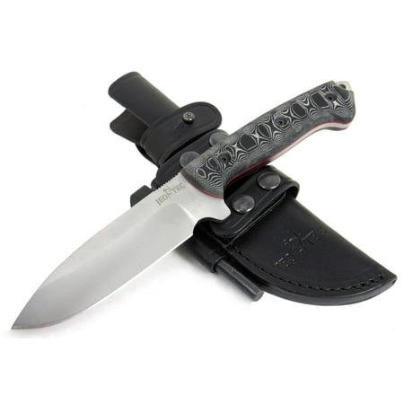 Position Sheath - JEO-TEC Nº29 Bushcraft Survival Hunting Camping Knife - MOVA-58 Stainless Steel - Multi-positioned Leather Sheath - Handmade in Spain BLACK MICARTA