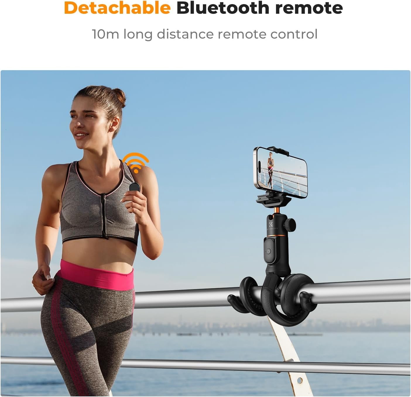 K&F Concept Phone Tripod, Extendable Flexible Tripod with Remote 24in Small Tripod, Mini Tripod, Max Load 4.4lb for Phone 16 15 14 Pro Max XS Max X 8 Samsung CO NIK SNE