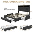thumbnail image 4 of Linor Full-Size Upholstered Platform Bed Frame with 2-Tier Storage Headboard, 3 Drawers, USB Port, LED Lights, Black, 4 of 8