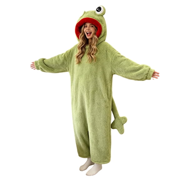 RFQWOVSR Women's Plush Onesie Pajama with Fun Print for Warm Lounging