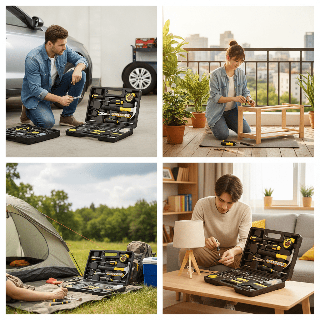 Tool Sets, Household Hand Tool Kit, 148 Piece DIY Durable Toolbox, Mechanic Basic Home Tool Kit for Men and Women, All Essential Repair Tools for Home Garage and Office, Yellow