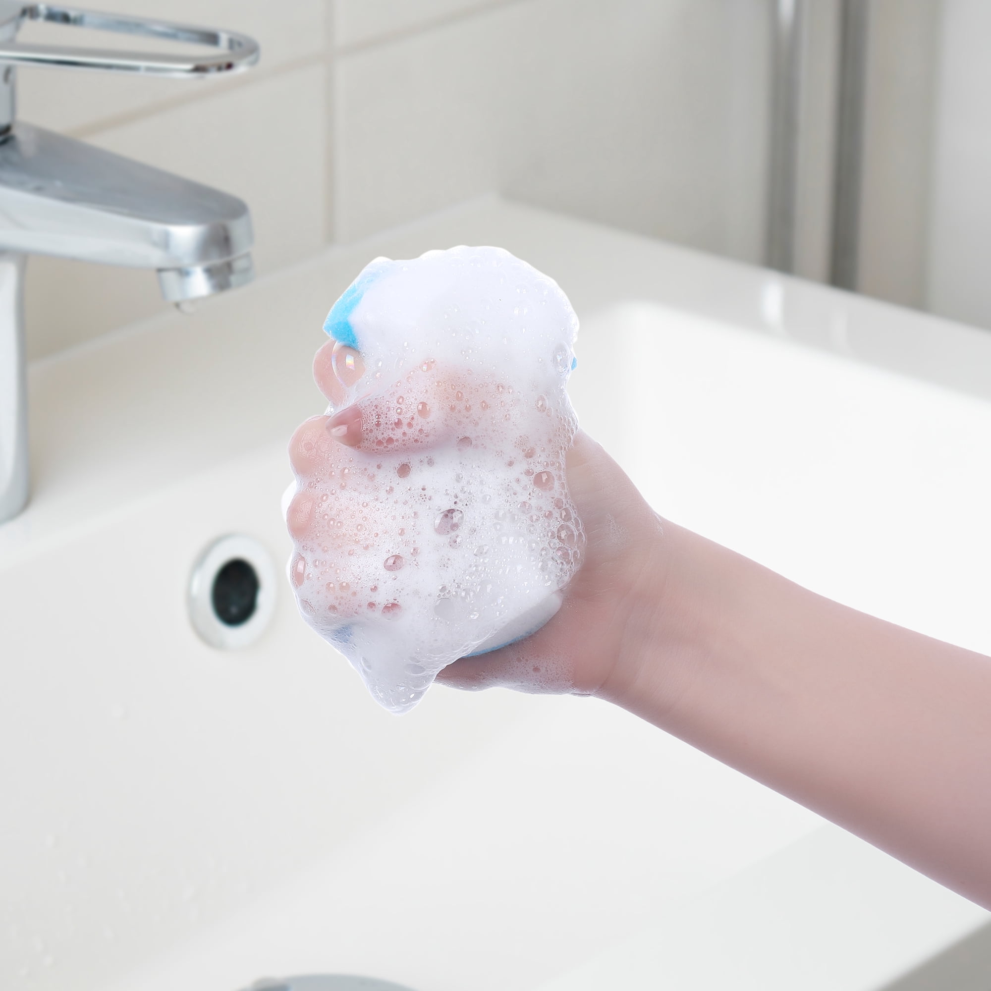 Unique Bargains Non-Scratch Scrub Cleaning Sponges Dual-Sided Sponge 4 Pack 3.9"x3.1"x1.2"
