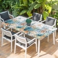 thumbnail image 2 of Teal Blue Coastal Table Cloths for 4 Foot Rectangle Tables, Summer Beach Starfish Shell Coral Nautical Vintage Patio Waterproof Elastic Fitted Tablecloths, Rectangular Table Cover for Camping, 2 of 8
