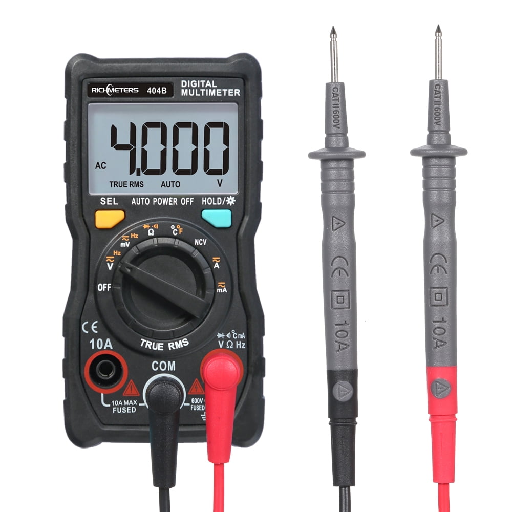 Handheld Digital Multimeter RM404B Multifunction Mini Multi Meter AC/DC Voltage Transistor Tester Ammeter Temperature Sensor Test Probe