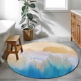 thumbnail image 4 of Area Rug 36in, Abstract Ocean Beach Wave Blue Sea Floor Carpet Living Room Rug, Seaside Painting Artwork Non-Slip Welcome Mat Indoor Rugs for Bedroom Dining Room, 4 of 9