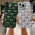 thumbnail image 4 of for iPhone 14 Pro Max Case for Women Men, Fashion 3D Woven Pattern Bump Feel, with Full Camera Protection Back Cover, Grid Phone Case for iPhone 14 Pro Max (6.7") - Silver, 4 of 10