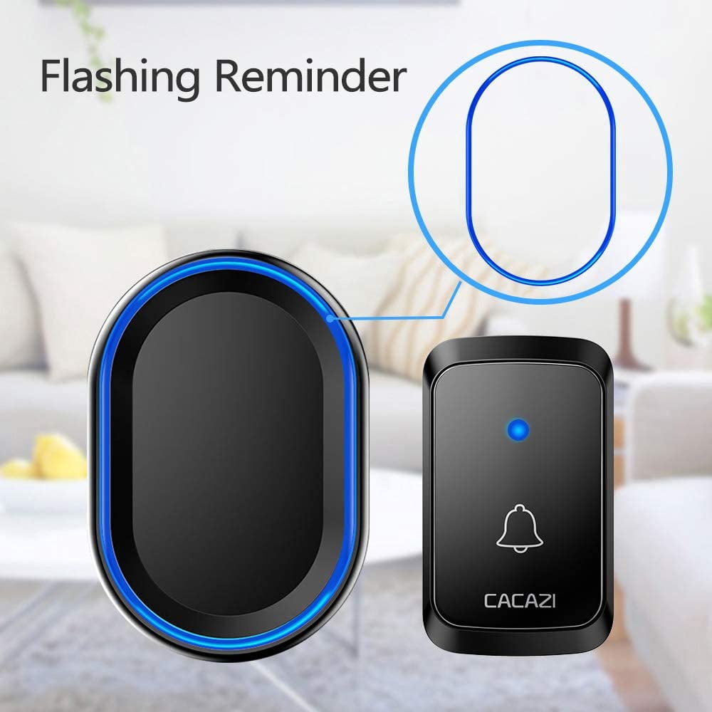Wireless Doorbell, Waterproof Door bell Chime Operating at Over 1000 Feet with 4 Volume Levels, 58 Melodies (White)
