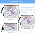 thumbnail image 3 of Reusable Food Storage Bags with Eco-Friendly EVA Lining Lunch Bag for Lunch, Travel & Organization Cartoon Unicorn Sitting on A Cloud, 3 of 8