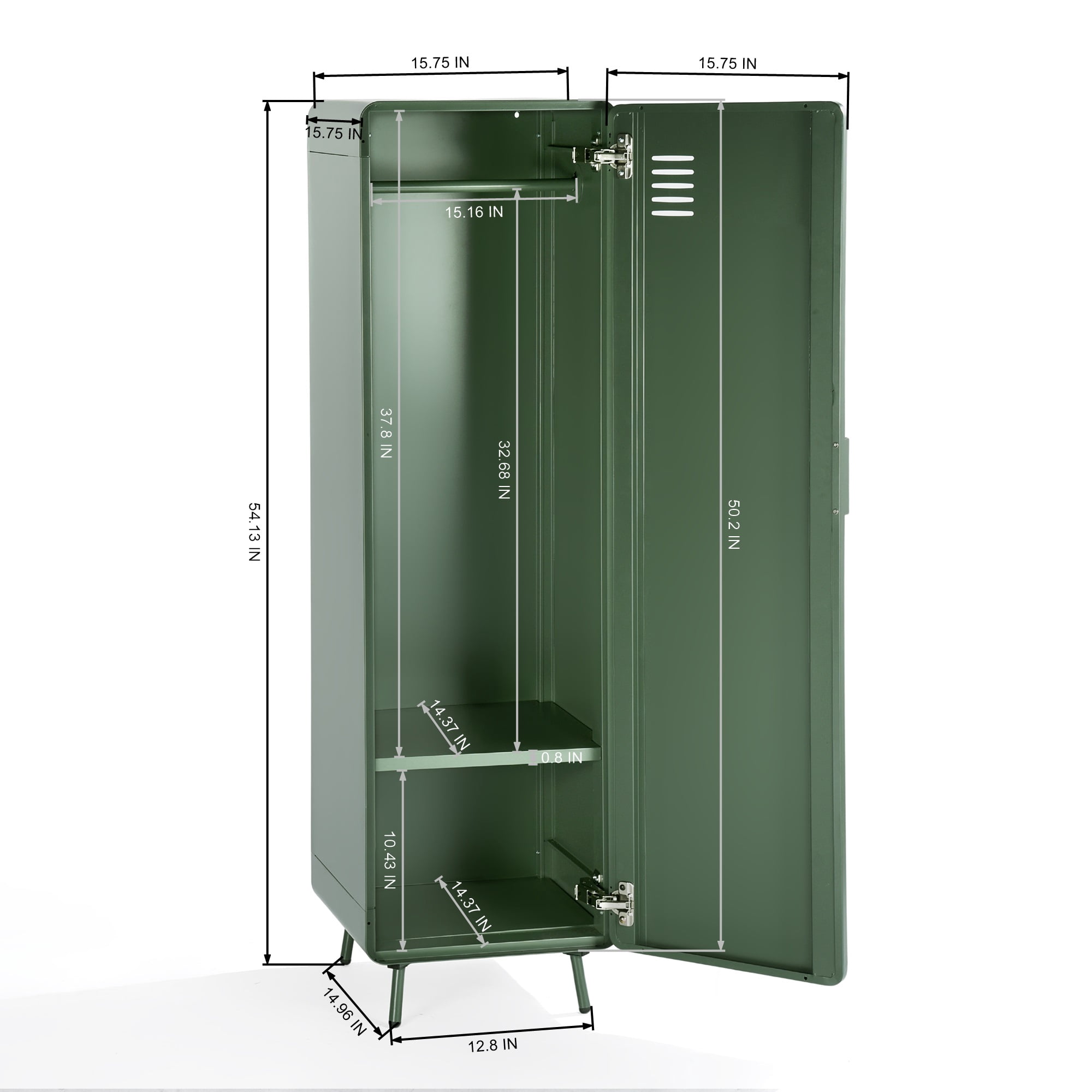 Homy Casa Metal Locker Cabinet with Hanging Rod and Shelves, Storage Cabinet for Home, School Office