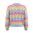 thumbnail image 5 of Womens Striped Cardigan Sweaters Fall Trendy Coats Color Block,Loose Fit,V Neck,Open Front Cardigan,Lantern Sleeve,Fall Winter, Casual Daily Wear, 5 of 6