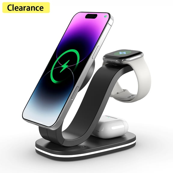 3 in 1 Charging Station for Smart Devices, Magnetic Charger Stand Fast Charging, Wireless Charger for Smart Phones, Wireless Earbuds & Smart Watch