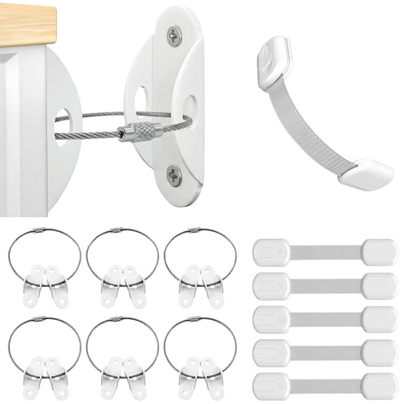 Safety Locks 6 Drawer Latches 6 Furniture Straps Suitable for Baby and Pet Proofing