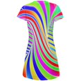 thumbnail image 2 of Rainbow Trippy Swirl All Over Juniors Beach Cover-Up Dress Multi LG, 2 of 2