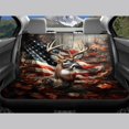 thumbnail image 4 of HUISEFOR Deer American Flag Car Seat Cover Set Soft Elastic Front and Back Split Bench Protector Breathable Car Interior Accessories Comfortable Fits Vehicle Cars SUV, 4 of 6