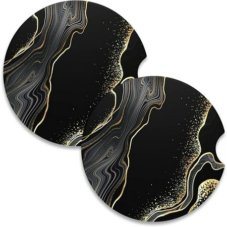 

Nipichsha Car Coaster for Cup Holders 2 Pack Absorbent Ceramic Coaster for Drinks Cute Car Assecories for Women Men Universal Size 2.56 with Finger Notch & Cork Base White Marble
