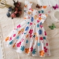 thumbnail image 2 of Coerni Kids Girls Summer Dress Ruffled Shoulder Sundress Butterfly Sleeve Tank Dresses A Line Sundress Toddler Floral Dress, 2 of 5