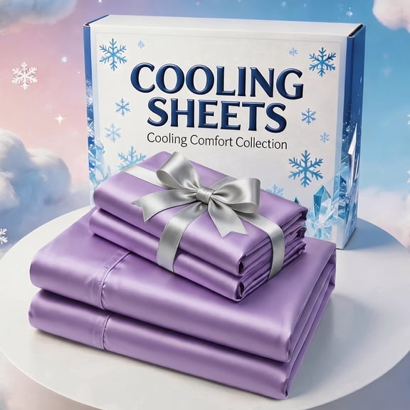Cooling Bed Sheet Set, Deep Pocket 3 Piece Breathable Bedding(Light Purple,Twin)