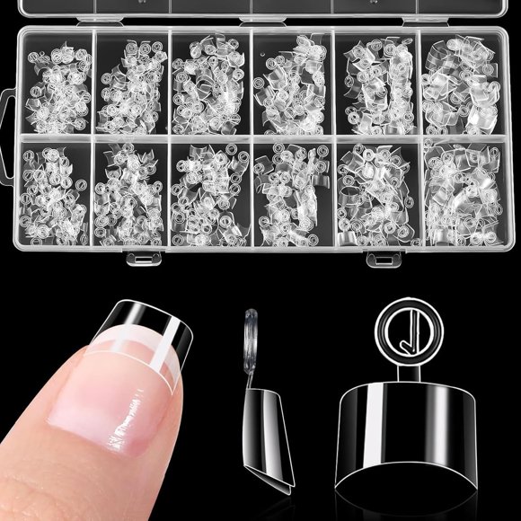 shiyou-600Pcs Short Square Nail Tips, Half Cover Square Acrylic Nails Tips Extra Short Clear Fake Nails Square Gel x Nails 12Sizes for DIY Nail Salon