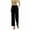 Black, variant on Women's Wide Leg Pants Elastic Waist Drawstring Side Pockets Cuffed Hem Loose Fit Casual Trousers Warm-Weather Beach Lounge Wear Airy Texture (Blue, L).