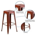 thumbnail image 5 of BizChair Commercial Grade 4 Pack 30" High Backless Distressed Kelly Red Metal Indoor-Outdoor Barstool, 5 of 10