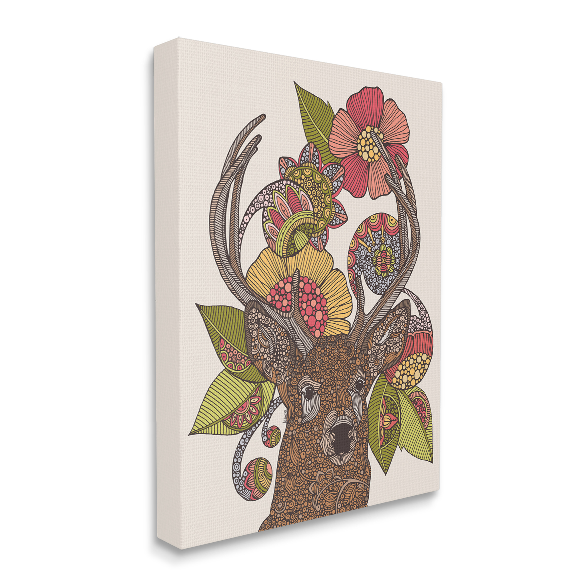Stupell Industries Detailed Deer Wild Floral Blossoms Mandala Fractals Graphic Art Gallery Wrapped Canvas Print Wall Art, Design by Valentina Harper