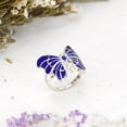 thumbnail image 3 of Exotic Graceful Butterfly Blue Lapis Inlay Sterling Silver Ring for Anniversary Female Adult-9, 3 of 5