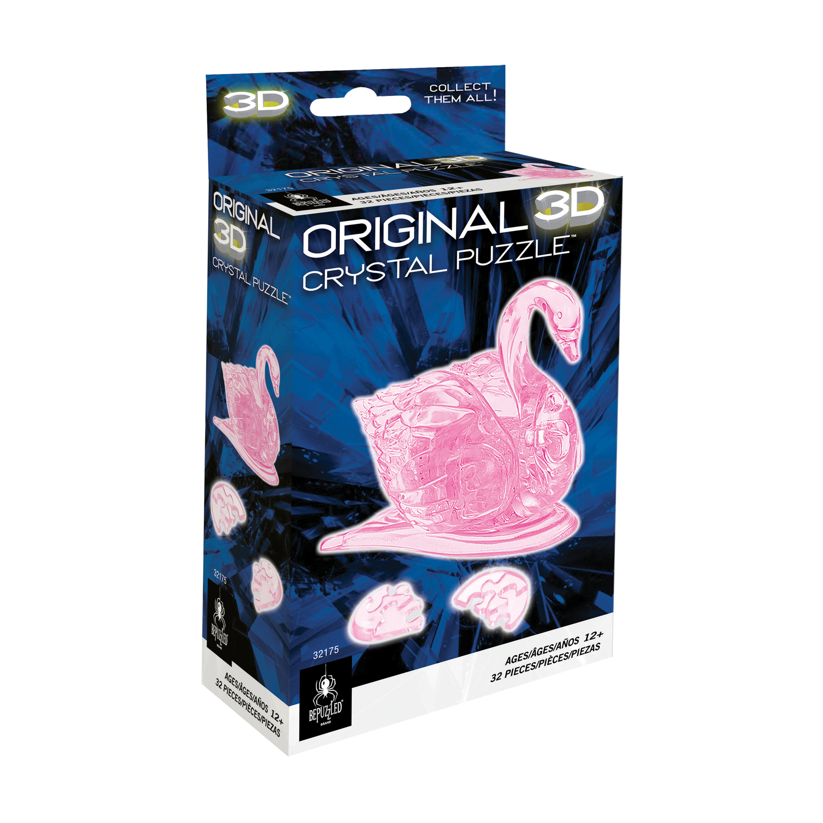 BePuzzled 3D Crystal Puzzle: Swan (Pink): 32 Pcs