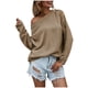 thumbnail image 1 of Gibobby Sueter Para Mujer Invierno Punto Suéter largo de cuello redondo de color sólido Suéter de punto de un solo pecho informal de talla grande(Caqui,CH), 1 of 6