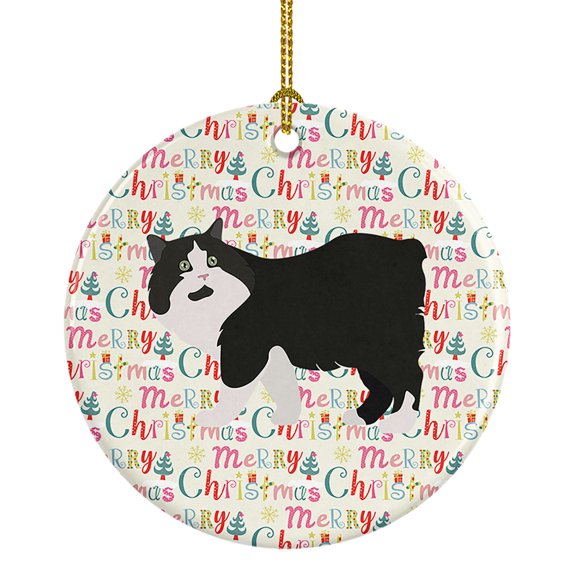 Cymric Cat Christmas Ceramic Ornament 2.8 in x 2.8 in