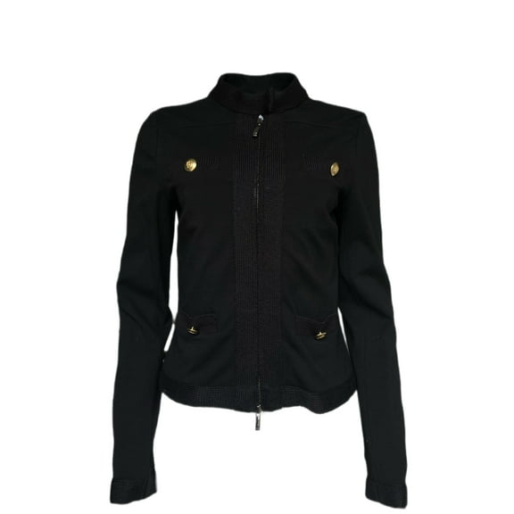PAOLA FRANI Women's Giacca Zip Up Sweater Jacket 8 Black
