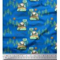 thumbnail image 1 of Soimoi Polyester Crepe Fabric Rabbit,Van & Suitcase Travel Print Fabric by The Yard 52 Inch Wide, 1 of 3